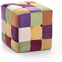 Home Heavenly - Puf- REINBOW- Taburete reposapiés es Suave Tejido Velvet en Forma cubica
